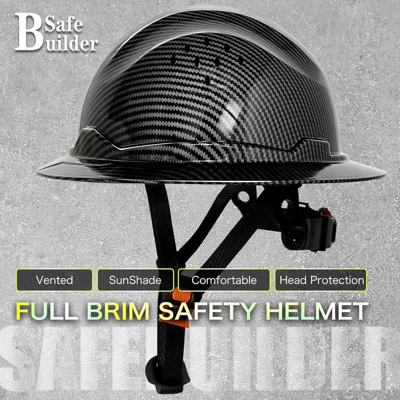 SAFEBUILDER خوذة أمان كاملة الحواف SBD-G1C من HDPE مع فتحات تهوية ونمط ألياف الكربون معتمدة من ANSI/ISEA Z89.1 - Image 2